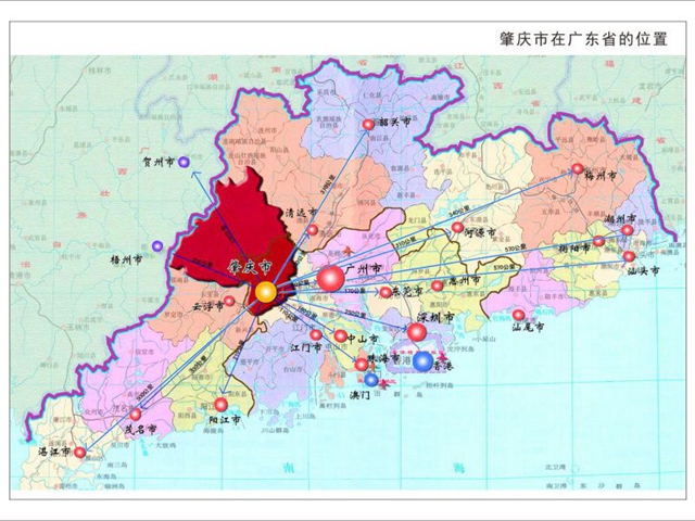 广东省肇庆市的地理位置.